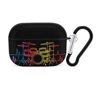 Vintage Drum Set Heartbeat Drumming Band Earphone Case PC Bluetooth Earbud Cove Headphone Cases Compatible with Airpods Pro Black-style