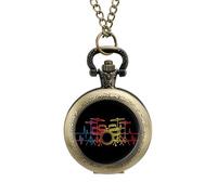 Vintage Drum Set Heartbeat Drumming Band Pocket Watch Vintage Quartz Pocket Watches with Chain for Men Women Coppery-Style