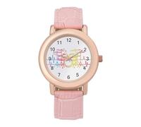 Vintage Drum Set Heartbeat Drumming Band Women's PU Leather Strap Watch Analog Quartz Watch Casual Wristwatch for Home Work
