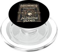 Vintage Drummer Destroying Silence Steampunk Percussion Art PopSockets PopGrip for MagSafe