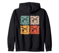Vintage Drums Drumset Retro Drummer For Musicians Zip Hoodie