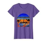 Vintage Dubai Skyline Sunset Camel Desert Travel T-Shirt