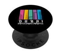 Vintage Dubai Skyscrapers In Colorful Stripes UAE Travel PopSockets Adhesive PopGrip