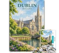 Vintage Dublin Poster Adult Jigsaw 1000pcs (70x50cm) Puzzle Challenge | For patient puzzlers who like detailed images: Adult jigsaw puzzle with 1000 pieces fits calm indoor leisure.