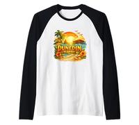 Vintage Dunedin Florida Sunset Gulf Coast Beaches Graphic Raglan Baseball Tee