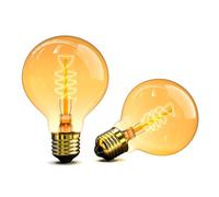 Vintage E27 Bulb, Antique Retro Lamp Wire 220-240V Large Bulb 40W Edison Globe G80 Filament Bulb Warm White 2 Pack