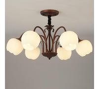 Vintage E27 Chandelier - Simple Country Style Glass Ceiling Lamp for Bedroom & Living Room - 3 Heads American Lighting Fixture for Dining Room Decor