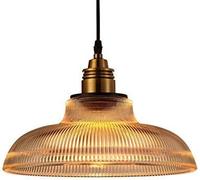 Vintage E27 Pendant Light - Classic Retro Glass Ceiling Shade, Minimalist Chandelier For American Country Home, Elegant Bowl Design, Stylish Ceiling Lighting Amber