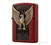 Vintage Eagle Carved Flip Top Kerosene Lighter Windproof Reusable Grinding Wheel Fire Trench Lighter for Daily Use (B)
