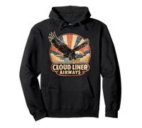 Vintage Eagle Flying Airline Logo Cloud Liner Retro Pullover Hoodie