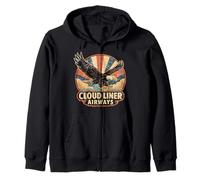 Vintage Eagle Flying Airline Logo Cloud Liner Retro Zip Hoodie