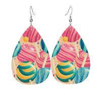 Vintage Earring Pop Pattern Teardrop Leather Earrings Lightweight Drop Leather Earrings For Ladies Decorations Party