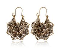 Vintage Earrings Boho Mandala Flower Earrings Gold Drop Dangle Earrings Tribal Earrings Vintage Ethnic Hoop Earrings Jewelry Earrings Jewelry Gifts for Women and Girls