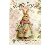 Vintage Easter Bunny French Country Easter Decorations, Easter Rabbit Home Wall Decor 12x8 Inch