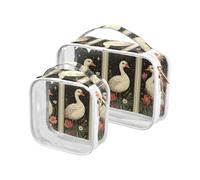 Vintage Easter Duck Tarot Cards 2 Pack Clear Makeup and Toiletry TSA Approved Transparent Travel Makeup Bag Travel Essential