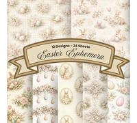 Vintage Easter Ephemera Scrapbook Paper Pad: 12 Designs, 48 Pages, 8.5 x 8.5 Inch Craft Paper for Junk Journaling, Card Making, Scrapbooking & Collage Art