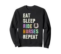 Vintage EAT SLEEP RIDE HORSES REPEAT Ranch Crew Pony Country Sweatshirt