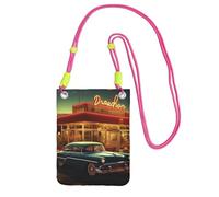 Vintage Eatery Dinner Crossbody Phone Bag for Women Men Waterproof Mini Cellphone Purse Wallet, Fuchusia, One Size
