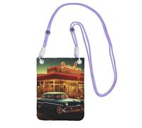 Vintage Eatery Dinner Crossbody Phone Bag for Women Men Waterproof Mini Cellphone Purse Wallet, Purple, One Size