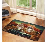 Vintage Eatery Dinner Dog Food Mat, Absorbent Pet Feeding Mat for Food and Water Bowls Non-Slip Placement Pad for Floors Waterproof Quick Dry Water Dispenser Mat for Dogs Puppy Cats 16x24 Inch