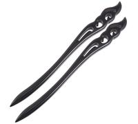 Vintage Ebony Hair Stick 2pcs Classical Chinese Style | Black Finish, Simple Delicate Design, Hair Pins for Women, Suitable with Hanfu Outfits and Traditional Looks