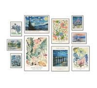 Vintage Eclectic Wall Art,Eclectic Gallery Art Prints Set of 10,Famous Artist Maximalist Wall Decor,Van Gogh Monet Matisse Wall Art Modern Boho Room Decor for Bedroom Dorm Decorotaion,Unframed