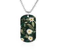 Vintage Edelweiss Flowers Couples Memorial Necklaces for Women Men Square Titanium Steel Chains Pendant Jewelry Gift