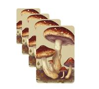 Vintage Edible Mushrooms Car Air Fresheners Cards 4 Pcs Hanging Fragrance Scented Cards Long-Lasting Car Aromatherapy Tablets for Wardrobe Bathroom Car Interior Mirror Pendant Gifts
