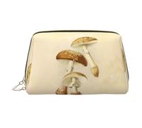 Vintage Edible Mushrooms Printed Hand-held Zipper Cosmetic Bag Large Travel Toiletry Bag Suitable for Home and Travel