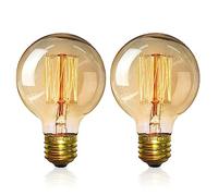 Vintage Edison Light Bulbs, Dimmable Screw Edison Bulbs Incandescent Light Bulb Globe Bulbs Retro Filament Lamp Warm Light 40w G80 E27 220V-2Pack