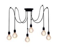 Vintage Edison Pendant Light Fitting,1.5M Adjustable Industrial Pendant Lamp Black Chandelier Antique Chandelier E27 Hanging Lamp Holder DIY Spider Ceiling Retro for Living Room Bedroom Bar (6 heads)