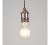 Vintage Edison Twisted Cable Pendant Light - Copper Finish, E27/ES - 1.5M Adjustable Cable, Fully Assembled