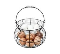 Vintage Egg Basket - Farmhouse Storage Carrier, Countertop Handle Rack | Country Style Kitchen Arrangement Presentation Unit, Classic Harvest Gathering Produce Container with Garden Seasonal Fruit Veg