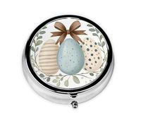 Vintage Eggs Small Pill Box 3 Compartment Portable Pill Box for Purse Pocket Easter Mini Medicine Organiser for Daily Vitamin Fish Oil Storage