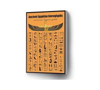 Vintage Egyptian Symbols Canvas Print, Hieroglyphs Art for Archaeology Lovers Home Decor(Framed,16x24inch(40x60cm))
