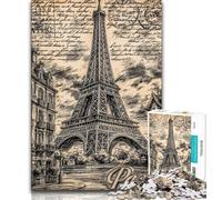 Vintage Eiffel Tower 1000 Piece Jigsaw Puzzle for Adults And Teenagers,Help The Brain Exercise Addictive Toys to Cultivate Patience Suitable for Couples 38x26cm