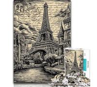 Vintage Eiffel Tower 1000 Piece Jigsaw Puzzle for Adults And Teenagers,Learning Educational Toys Family Games Birthday Present,Gifts 38x26cm