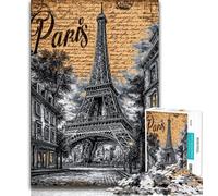 Vintage Eiffel Tower Jigsaw Puzzles for Teenagers 1000 Piece Puzzle,Help The Brain Exercise Addictive Toys to Cultivate Patience A Work of Art 38x26cm