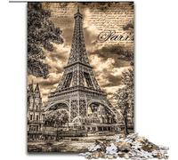 Vintage Eiffel Tower Jigsaws 1000 Pieces for Adults, Family Fun Games Fun at Home Activities, Birthday Present, Travel Gifts (50x75cm)