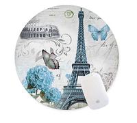 Vintage Eiffel Tower Postcard Round Mouse pad Gaming Mouse Pad Rubber Round Mouse Mat