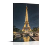 Vintage Eiffel Tower Seine River View Travel Poster Canvas Wall Decor Art Painting Prints on Modern Artwork for Living Room,Bathroom,Bedroom,Home 20x30inch(50x75cm)