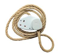 Vintage Electric Extension Leads, 13 Amp Rated Power Strips with 2 Way Outlets, 2 Socket Extension Cable with 2M Braided Fabric Twisted Cord for Home Office, Palace Clay (White Plug)