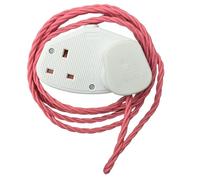 Vintage Electric Extension Leads, 13 amp rated Power Strips with 2 Way Outlets, 2 Socket Extension Cable with 2M Braided Fabric Twisted Cord for Home Office (Evening Blush (White Plug) 13A)