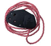 Vintage Electric Extension Leads, 13 amp rated Power Strips with 2 Way Outlets, 2 Socket Extension Cable with 2M Braided Fabric Twisted Cord for Home Office (Evening Blush (Black Plug) 13A)