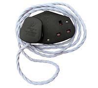 Vintage Electric Extension Leads, 5 amp rated Power Strips with 2 Way Outlets, 2 Socket Extension Cable with 2M Braided Fabric Twisted Cord for Home Office (Glacial Snow (Black Plug))