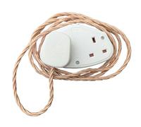 Vintage Electric Extension Leads, 5 Amp Rated Power Strips with 2 Way Outlets, 2 Socket Extension Cable with 2M Braided Fabric Twisted Cord for Home Office, Rose Gold (White Plug)