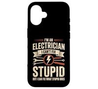 Vintage Electrician Humor Graphic Fix What Stupid Does Case for iPhone 16