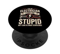 Vintage Electrician Humor Graphic Fix What Stupid Does PopSockets Adhesive PopGrip