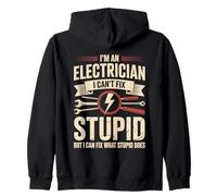 Vintage Electrician Humor Graphic Fix What Stupid Does Zip Hoodie