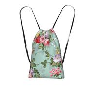 Vintage Elegant Pink Red Roses Pattern, Drawstring Sackpack Unisex String Bag Sport Gym Bag Casual Daypack Foldable Drawstring Backpack